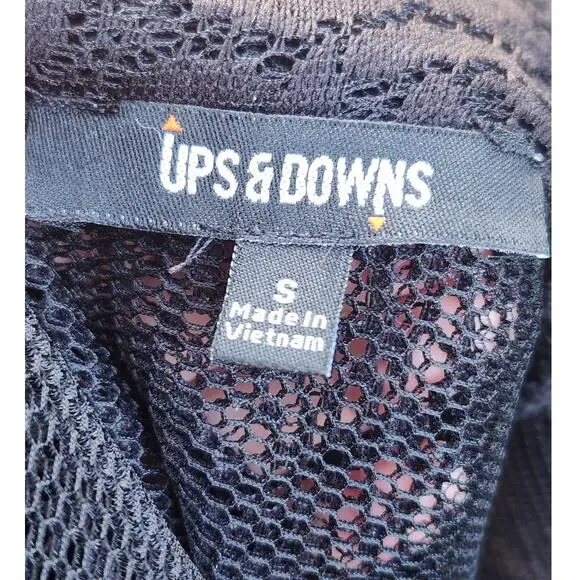 Ups & Downs Sheer Duster Jacket Womens S Black Lace FairyGoth Cottagecore Witchy - Picture 7 of 9